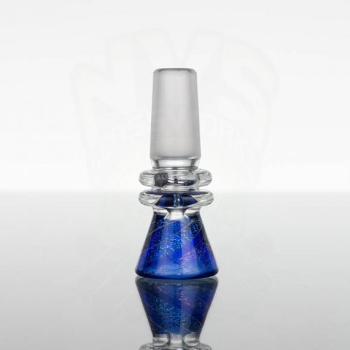 Dichroic Alchemy 14mm Slide - Rainbow Swirl Dichro - Purple Streaks Over Cobalt Blue Glass
