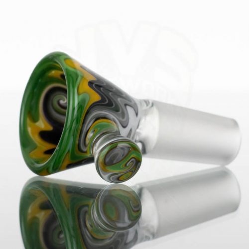 Koji-Glass-Worked-Slide-14mm-Green-Yellow-Black-Grey-White-863063