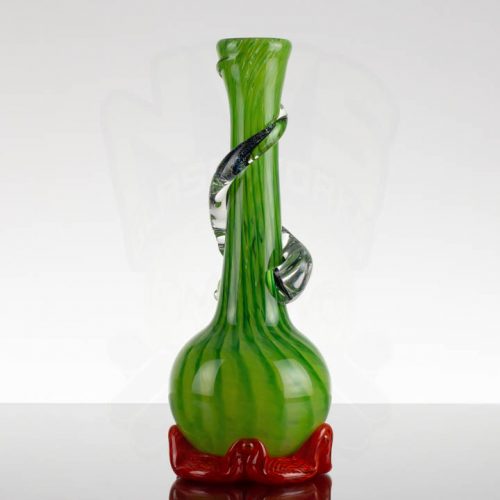 Noble Glass 11.5in Greens with Clear Dichro Wrap - Red Base