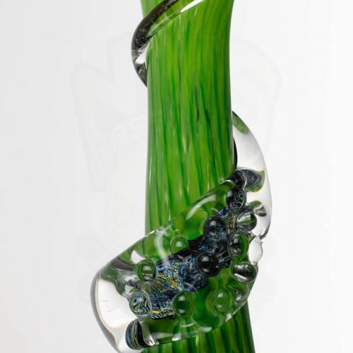 Noble Glass 11.5in Greens with Clear Dichro Wrap - Red Base