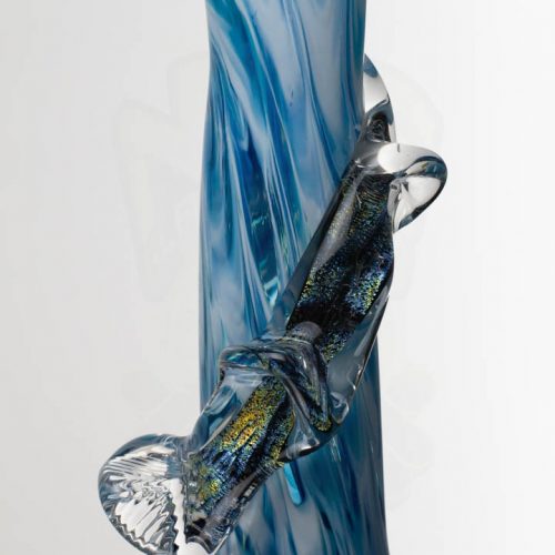 Noble Glass 12.25in Blues White with Clear Dichro Wrap - White Base