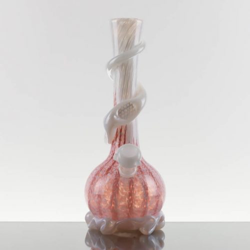 Noble Glass - GOG 12in Pink White Stripes - White Wrap and Base - 869285 - 78 - 1.jpg