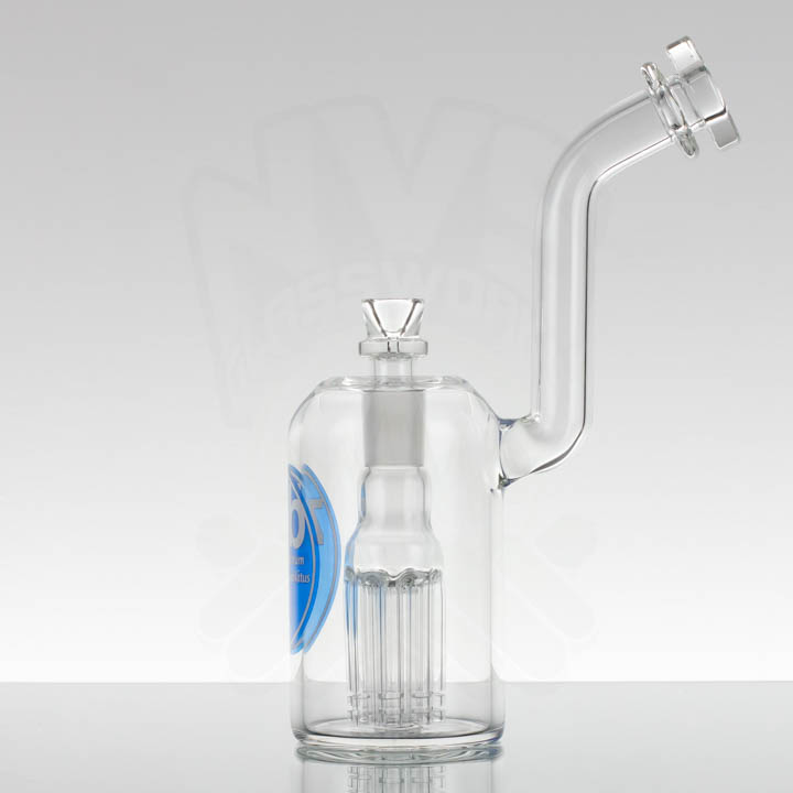 NVS GLASSWORKS - ZOB - Large 8 Arm Bubbler - Blue White Circle Latin
