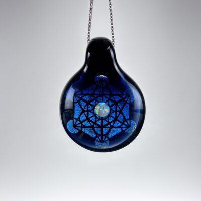Amorphous Art - Blue Dichroic Metatrons Cube Opal