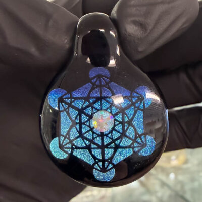 Amorphous Art - Blue Dichroic Metatrons Cube Opal