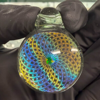 Amorphous Art - Blue Yellow Multi Dichroic Toroid Mandala Opal