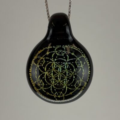Amorphous Art - Large - Yellow Green Dichroic Flower of Life Star