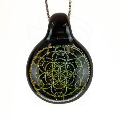Amorphous Art - Large - Yellow Green Dichroic Flower of Life Star