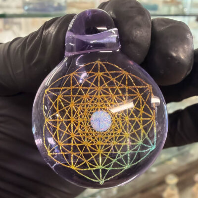 Amorphous Art - Purple Orange Dichroic Mandala Opal
