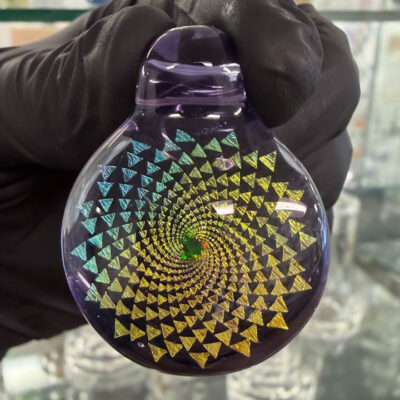 Amorphous Art - Purple Yellow Blue Dichroic Spiral Opal