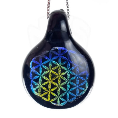 Amorphous Art - Small - Blue Yellow Multi Dichroic Flower of Life