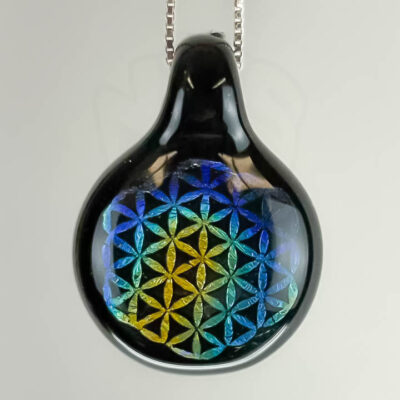 Amorphous Art - Small - Blue Yellow Multi Dichroic Flower of Life