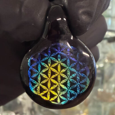 Amorphous Art - Small - Blue Yellow Multi Dichroic Flower of Life
