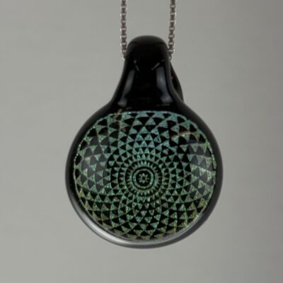 Amorphous Art - Small - Green Dichroic Aztec Mandala