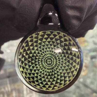 Amorphous Art - Small - Green Dichroic Aztec Mandala