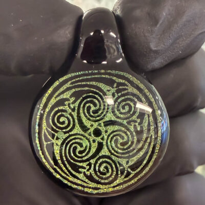 Amorphous Art - Small - Green Dichroic Triskelion