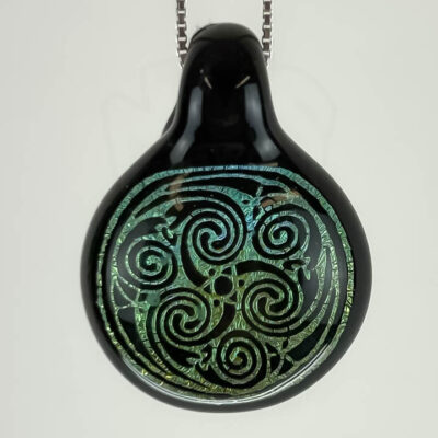 Amorphous Art - Small - Green Dichroic Triskelion