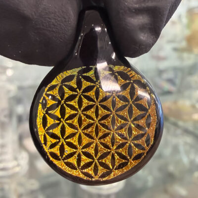 Amorphous Art - Small - Orange Dichroic Flower of Life