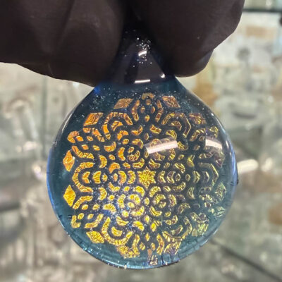 Amorphous Art - Small - Yellow Green Dichroic Flower Figure