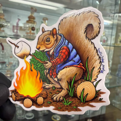 Ryan McCulloch Art Sticker - Campfire Squirrel