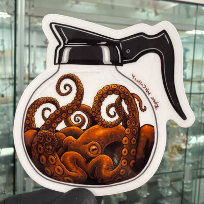 Ryan McCulloch Art Sticker - Octopus Coffee Pot