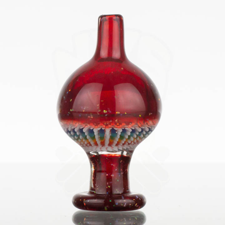 Steve H Glass – Rainbow Bubble Cap – Crushed Opal Red